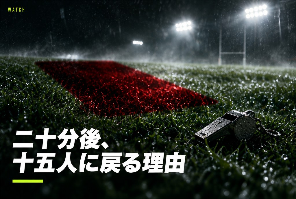ラグビーの20分レッドカードとは?|通常のレッドとの違い、交代できる条件とバンカー検証を図解